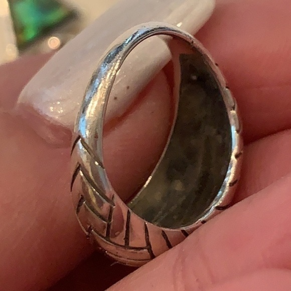 Sterling silver chevron print simple 925 wide ring - Picture 5 of 7